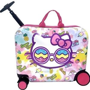 Hello Kitty Ride-On 18" Hard Shell Suitcase/ Tow-Along Toddler Luggage W/Wheels